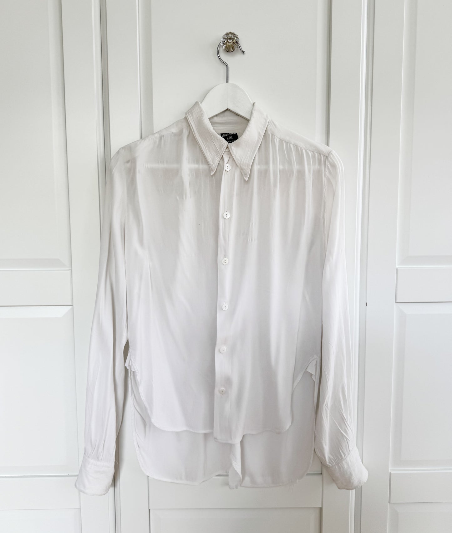 Jean Paul Gaultier white open back button-up shirt