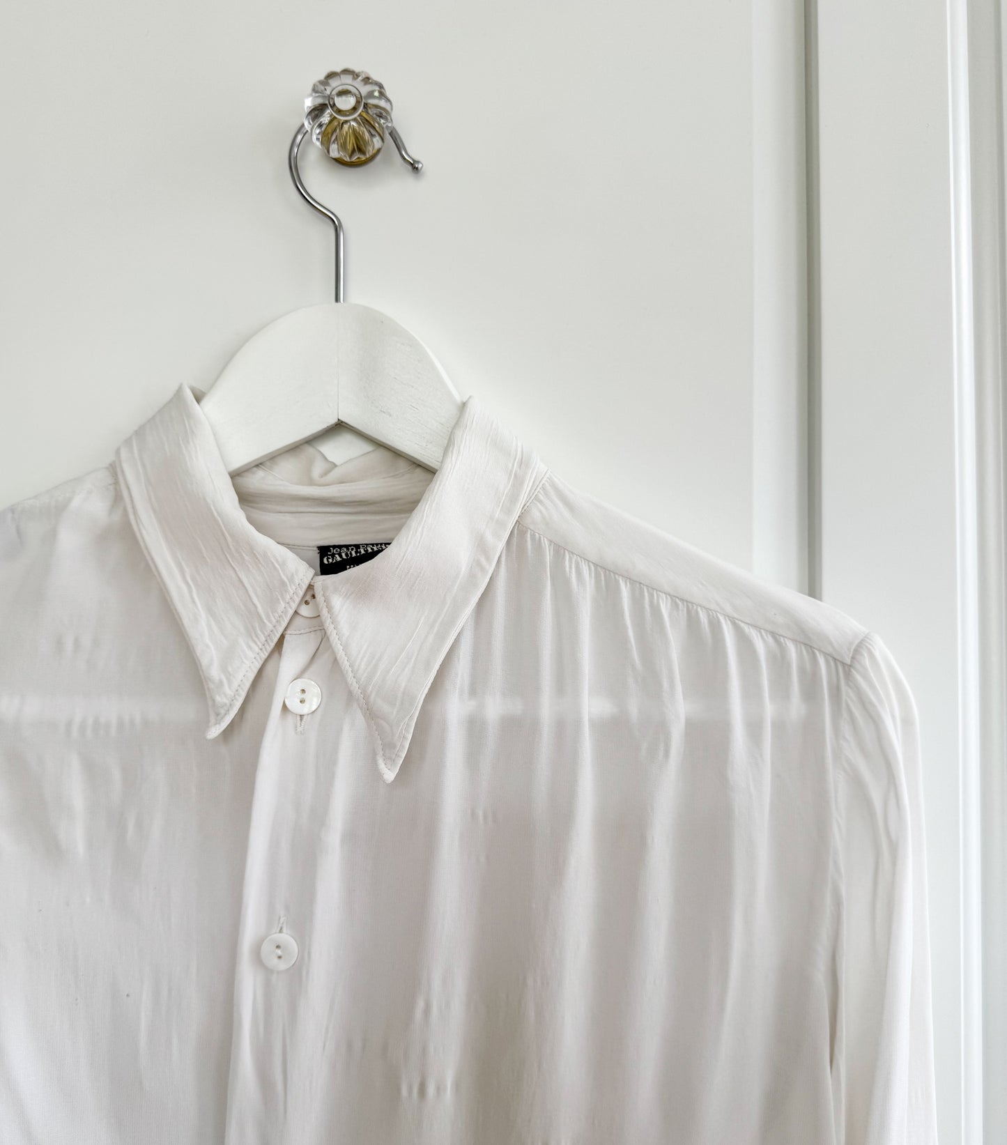 Jean Paul Gaultier white open back button-up shirt