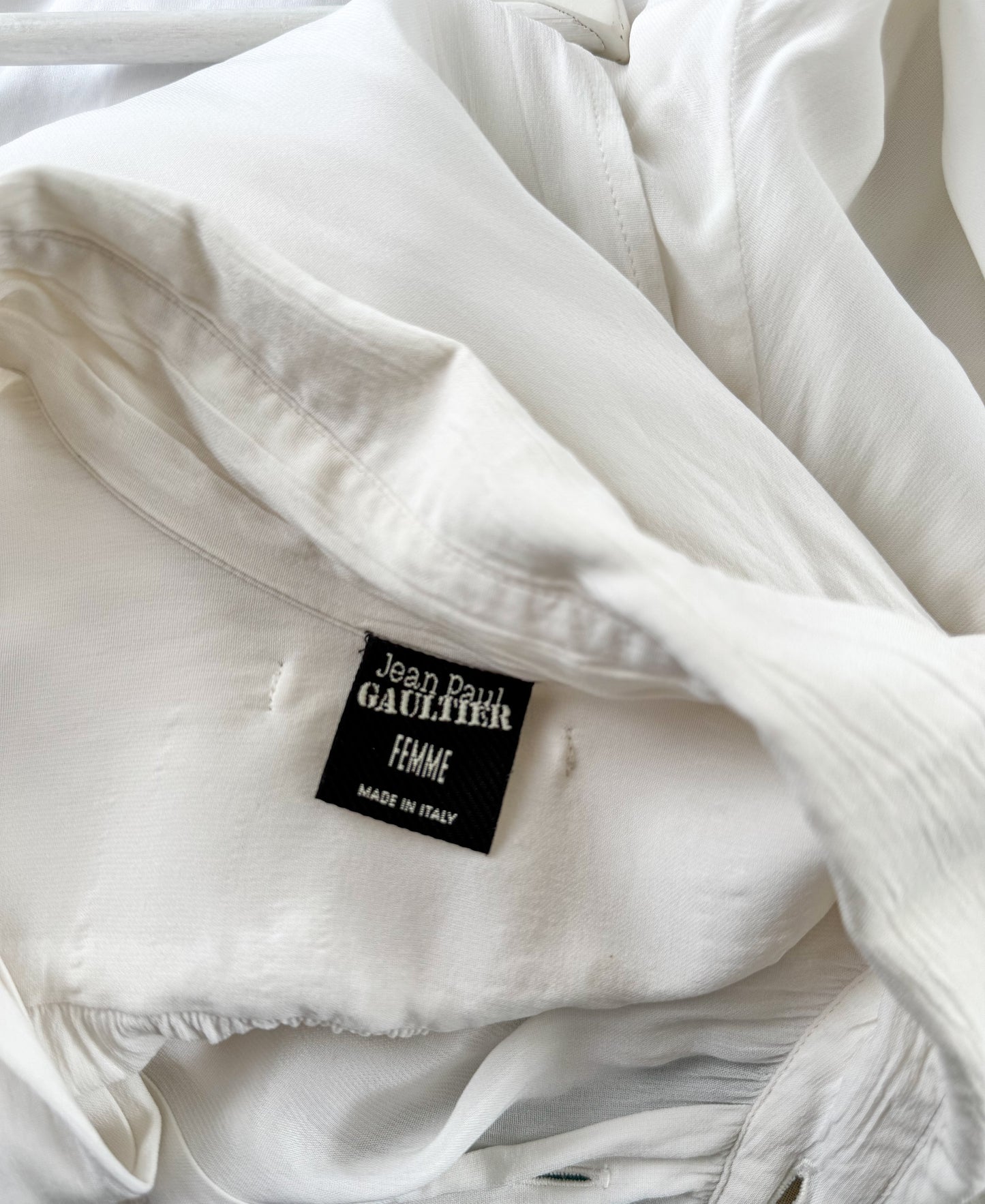 Jean Paul Gaultier white open back button-up shirt