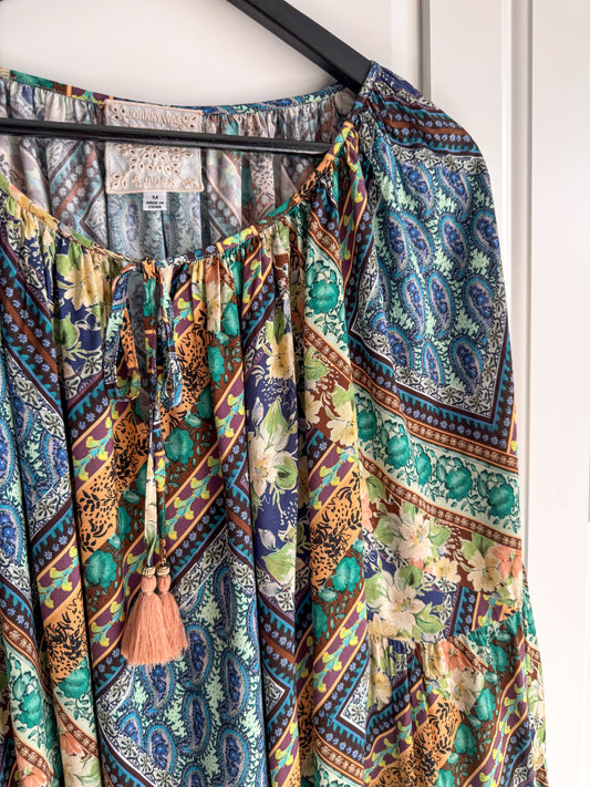 Johnny Was multicolor flared sleeve blouse