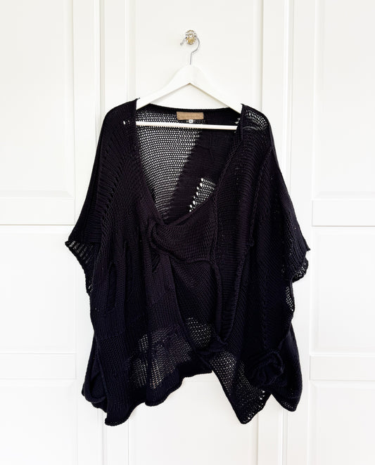 Zuza Bart knit cotton cardigan in black
