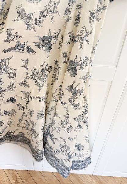 ALÉMAIS 'Casa' floral linen midi dress with puffy sleeves